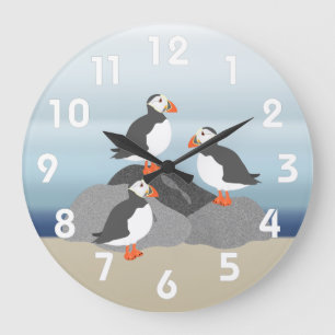Puffins Wall Clock Grote Klok