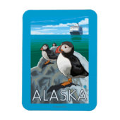 Puffins watching a Cruise Ship Magneet (Verticaal)