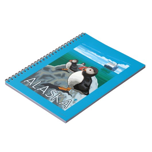 Puffins watching a Cruise Ship Notitieboek (Linkerzijde)