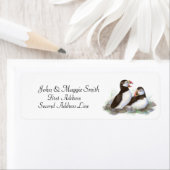 Puffins, Waterverf Bird Collectie Etiket (Insitu)