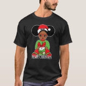Puffs Melanin Santa Black Baby Glazen Merry Chris T-shirt (Voorkant)