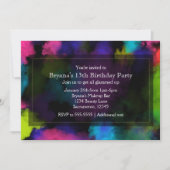 Puffs van kleur make-up beauty party uitnodigingen (Voorkant)