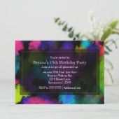 Puffs van kleur make-up beauty party uitnodigingen (Staand voorkant)