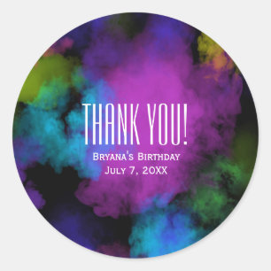 Puffs van Kleur Make-up Schoonheid Verjaardagsfees Ronde Sticker