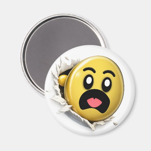 Puffy 3D Emoji Round Magnet (Voorkant / Achterkant)