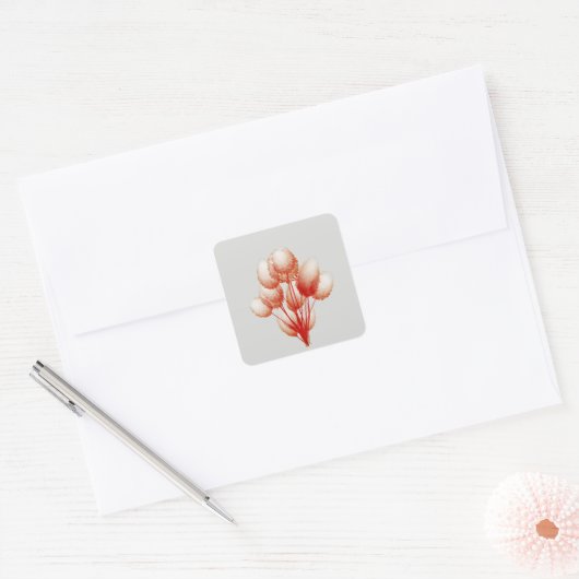 Puffy Blooms Vierkante Sticker (Envelop)