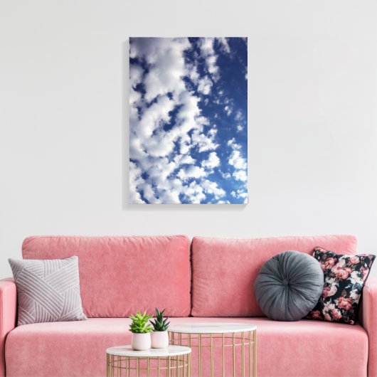 Puffy Clouds on Blue Sky Canvas Afdruk (Insitu (Woonkamer))