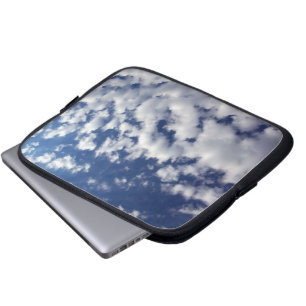 Puffy Clouds on Blue Sky Laptop Sleeve