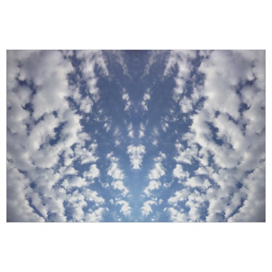 Puffy Clouds on Blue Sky Photo Fabric Stof (Fat Quarter)