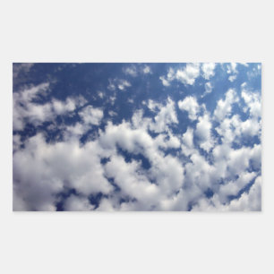 Puffy Clouds on Blue Sky Rechthoekige Sticker