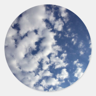 Puffy Clouds on Blue Sky Ronde Sticker