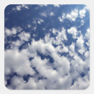 Puffy Clouds on Blue Sky Vierkante Sticker