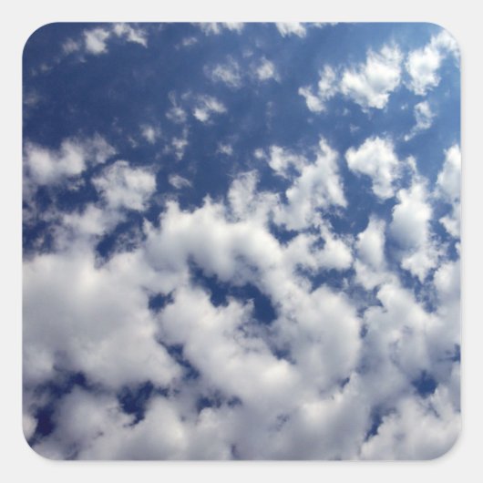 Puffy Clouds on Blue Sky Vierkante Sticker (Voorkant)
