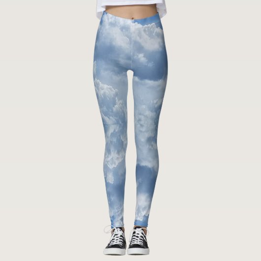 Puffy Clouds Over Print Leggings (Voorkant)