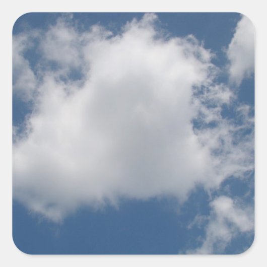 Puffy Cumulus Clouds in Blue Sky Vierkante Sticker (Voorkant)