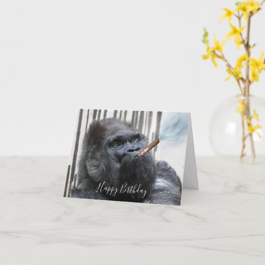 Puffy de Gorilla Sigaar Roker Verjaardag Kaart (Gele Bloem)