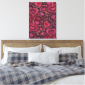 Puffy harten, romantische liefde, roze rood en Bou Canvas Afdruk (Insitu (Slaapkamer))