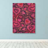 Puffy harten, romantische liefde, roze rood en Bou Canvas Afdruk (Insitu (Houten vloer))
