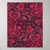 Puffy harten, romantische liefde, roze rood en Bou Poster (Voorkant)
