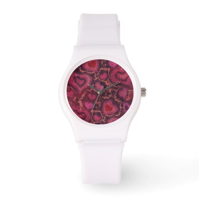Puffy hartigt romantische liefde roze rode Valenti Horloge (Voorkant)