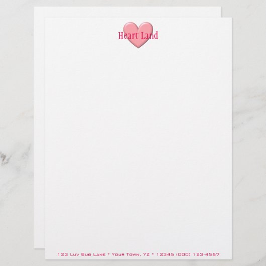 Puffy Heart Briefhoofd Sjabloon (Voorkant / Achterkant)