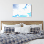 Puffy White Clouds en Blue Sky Canvas Afdruk (Insitu (Slaapkamer))