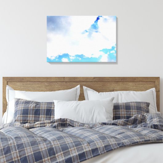 Puffy White Clouds en Blue Sky Canvas Afdruk (Insitu (Slaapkamer))