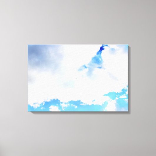 Puffy White Clouds en Blue Sky Canvas Afdruk (Voorkant)