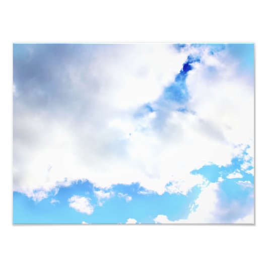 Puffy White Clouds en Blue Sky Foto Afdruk (Voorkant)