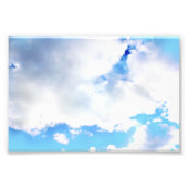 Puffy White Clouds en Blue Sky Foto Afdruk (Voorkant)