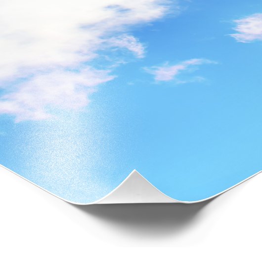 Puffy White Clouds en Blue Sky Foto Afdruk (Hoek)