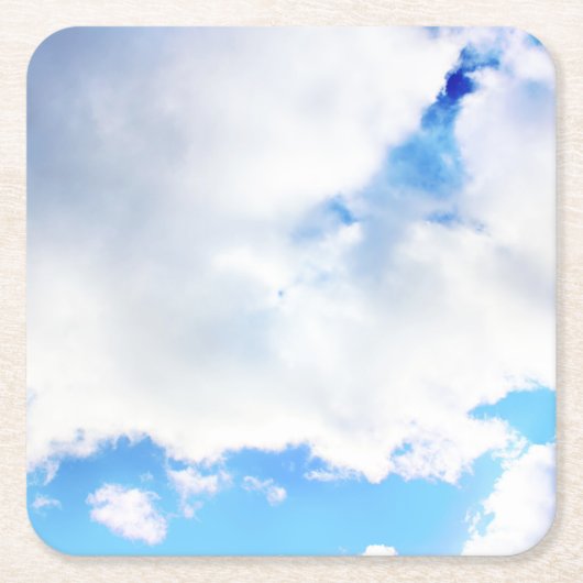 Puffy White Clouds en Blue Sky Kartonnen Onderzetters (Voorkant)