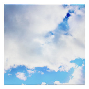 Puffy White Clouds en Blue Sky Perfect Poster