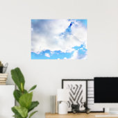 Puffy White Clouds en Blue Sky Poster (Thuiskantoor)