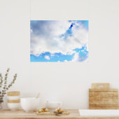 Puffy White Clouds en Blue Sky Poster (Keuken)