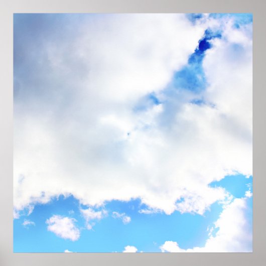 Puffy White Clouds en Blue Sky Poster (Voorkant)
