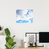 Puffy White Clouds en Blue Sky Poster (Thuiskantoor)