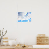Puffy White Clouds en Blue Sky Poster (Keuken)