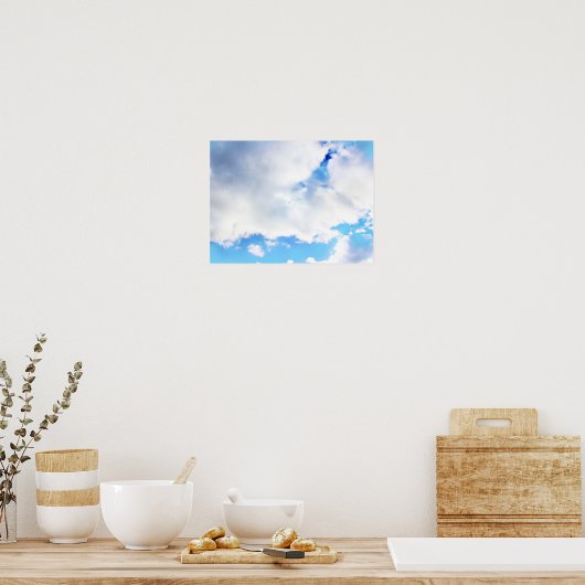 Puffy White Clouds en Blue Sky Poster (Keuken)