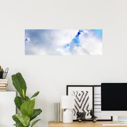 Puffy White Clouds en Blue Sky Poster (Thuiskantoor)