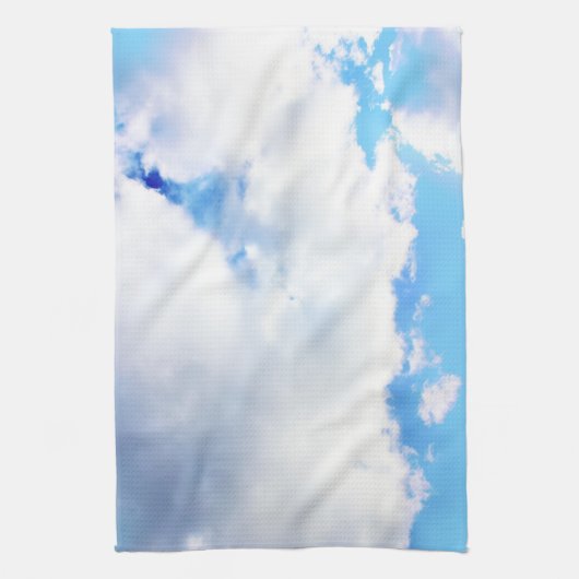 Puffy White Clouds en Blue Sky Theedoek (Verticaal)