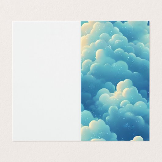 Puffy Zee Clouds Cartoon Achtergrond Visitekaartje (Buitenkant ongevouwen)