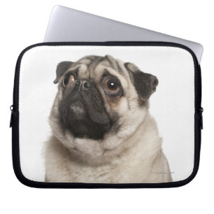 Pug (13 maanden oud) die omhoog kijkt laptop sleeve