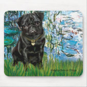 Pug 13 (zwart) - Lilies 1 Muismat (Voorkant)