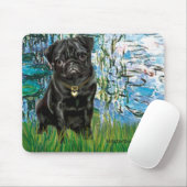 Pug 13 (zwart) - Waterlelies 1 Muismat (Met muis)