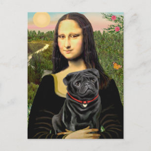 Pug 16 (zwart) - Mona Lisa Briefkaart