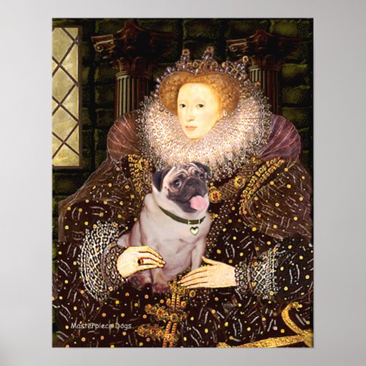Pug 2 (bruin) - Koningin Poster (Voorkant)