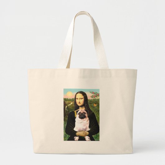 Pug 3 (muurtje) - Mona Lisa Grote Tote Bag (Voorkant)