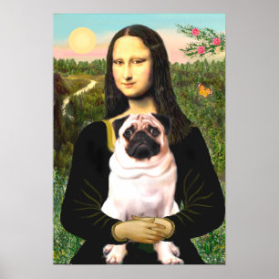 Pug 3 (muurtje) - Mona Lisa Poster