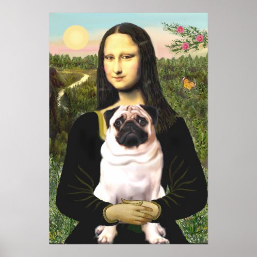 Pug 3 (muurtje) - Mona Lisa Poster (Voorkant)